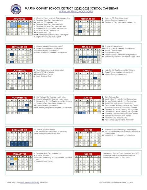 School Board Approves Instructional Calendar for 2022-2023 School Year | MARTIN COUNTY SCHOOL ...