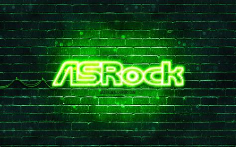 4K Free download | ASrock green logo, , green brickwall, ASrock logo ...