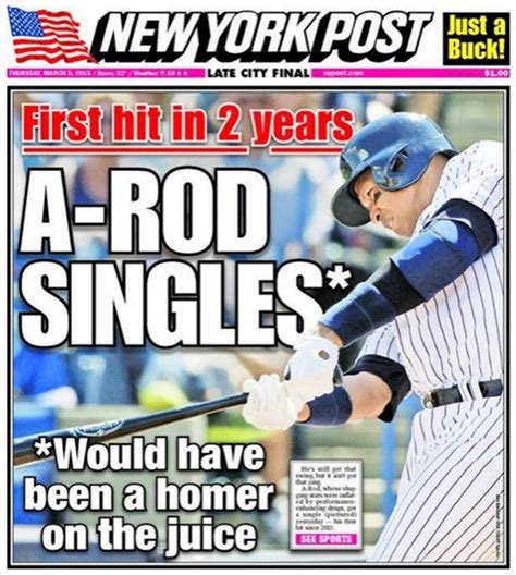 New York Post takes shot at Alex Rodriguez on newspaper cover