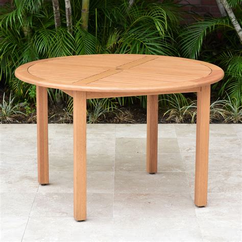 Amazonia Ostende Teak Finish Round Patio Table - Walmart.com - Walmart.com