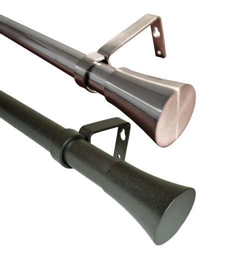 Indoor-Outdoor Stainless Steel Curtain Rod Set With Flare Finial | Curtain Rods & Hardware ...