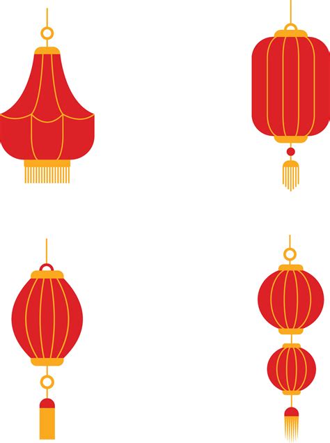 Set of Lantern Chinese New Year. Flat Design. Vector Illustration ...