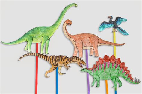 Dinosaur Stick Puppets | Kids' Crafts | Fun Craft Ideas | FirstPalette.com