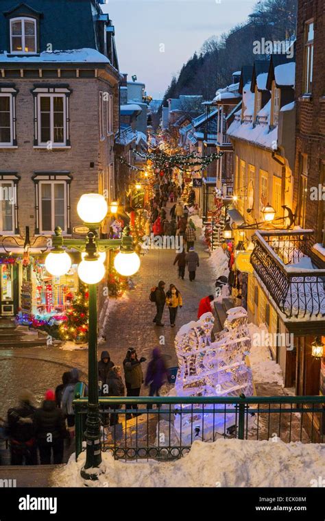 Canada, Quebec province, Quebec City in winter, the Petit-Champlain in Old Quebec declared a ...