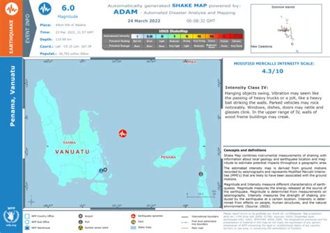 Earthquake in Vanuatu, Shake Map, 2022-03-24 - Vanuatu | ReliefWeb