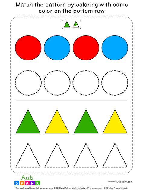 Fun Color Patterns Worksheet #01 – Color the Shapes - AutiSpark