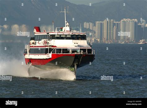 Macau ferry on its way back to Hong Kong, TurboJET Stock Photo: 5726375 - Alamy