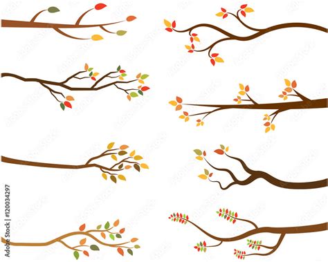 Autumn set of tree branch silhouettes Stock Vector | Adobe Stock