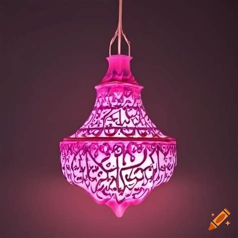 Pink decorative lamp with islamic art design