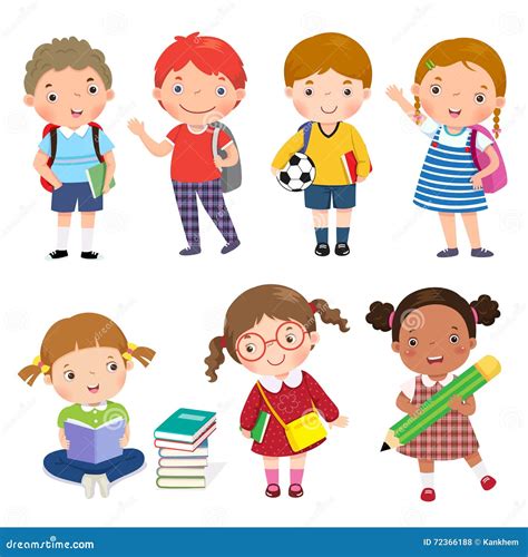 Back To School. Set of School Kids in Education Concept Stock Vector - Illustration of kids ...