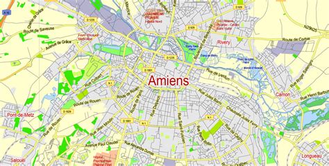 Amiens Vector Map France exact City Plan scale 1:48419 editable Adobe ...