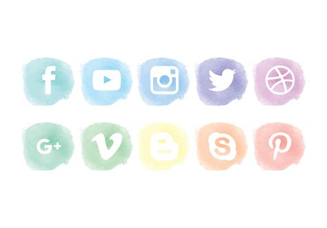 Watercolor Social Media Icons Set Social Media Icons Media Icon | The Best Porn Website