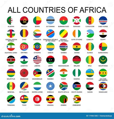 Vector Illustration All Flags of Africa. All Countries of Africa, Round ...