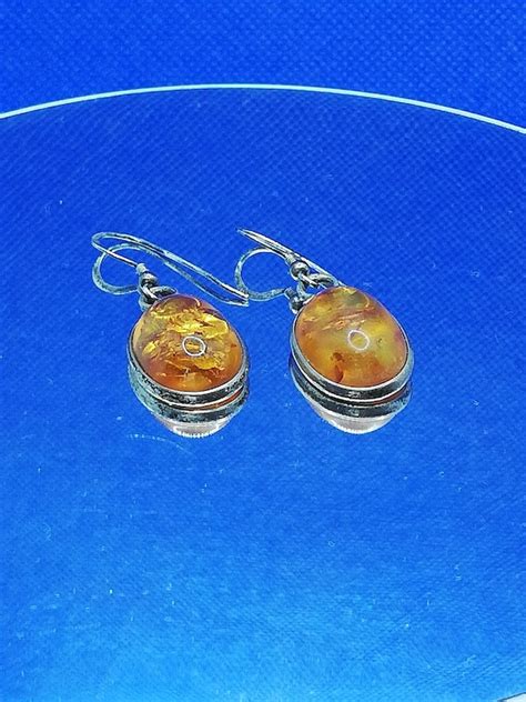 Victorian Oval Set Amber Earrings With Inclusions - Etsy