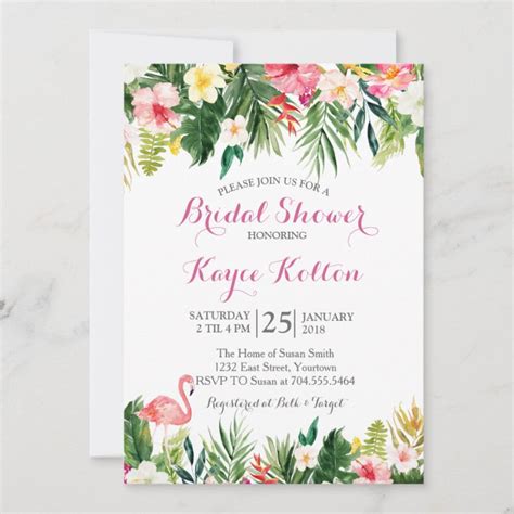 Tropical Flamingo Bridal Shower INvitation | Zazzle