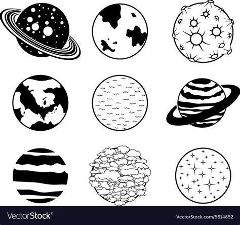 √ Planets Clip Art Black And White