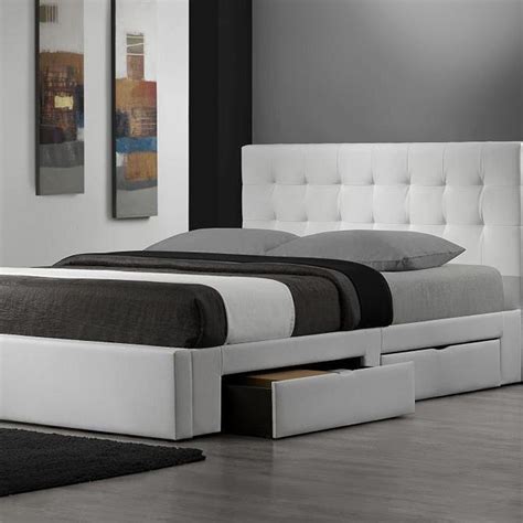 King Modern Storage Platform Bed in White Faux Leather in 2022 | Queen size storage bed, Modern ...