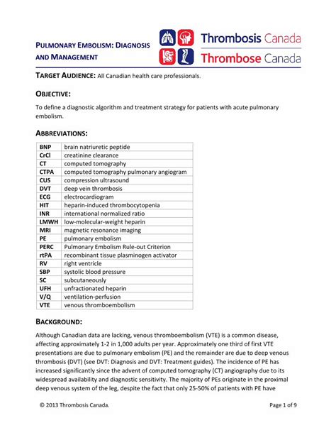 (PDF) PULMONARY EMBOLISM: DIAGNOSIS AND MANAGEMENT - DOKUMEN.TIPS