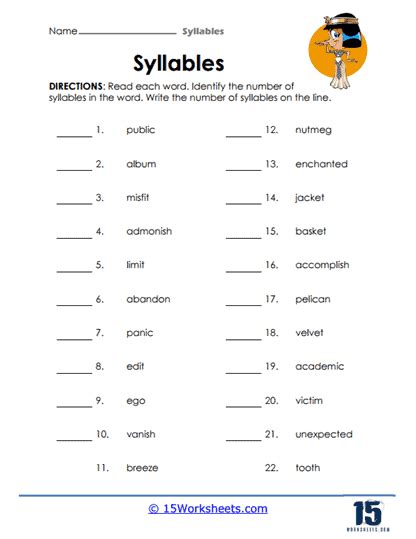 Syllables Worksheets - 15 Worksheets.com