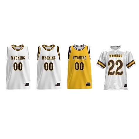 custom football and basketball jersey graphics | University of Wyoming Clothing | Brown and Gold