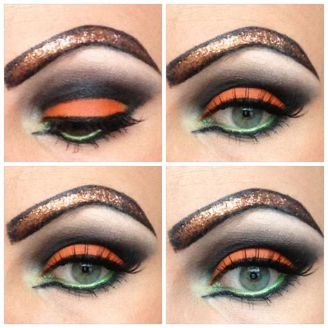 Pumpkin Inspired Halloween Makeup Would be very pretty without the eyebrow done. | Halloween ...