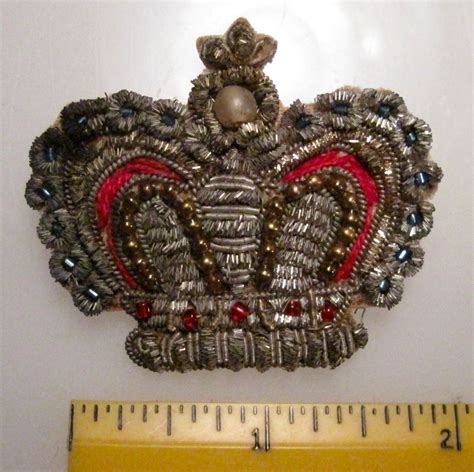 Vintage / Antique Crown Pin, Embroidered, Sewn, Made in India | Vintage antiques, Antiques, Vintage