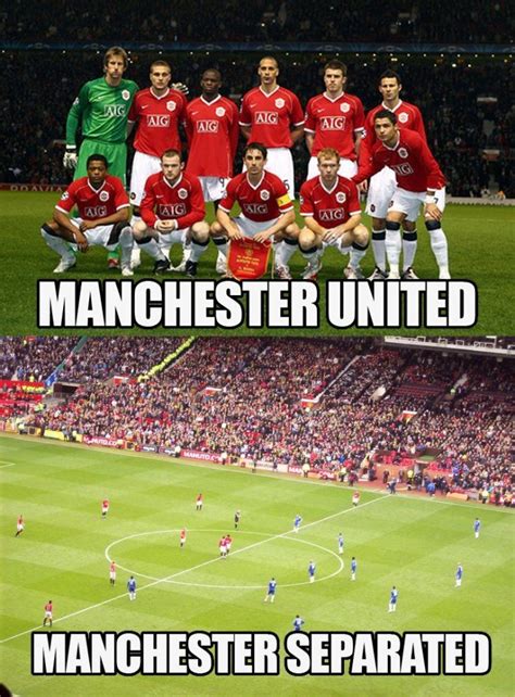 Manchester United / Manchester separated | Funny soccer memes, Soccer ...