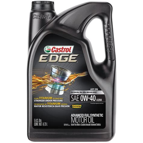 Castrol Edge 0W-40 A3/B4 Advanced Full Synthetic Motor Oil, 5 Quarts - Walmart.com - Walmart.com