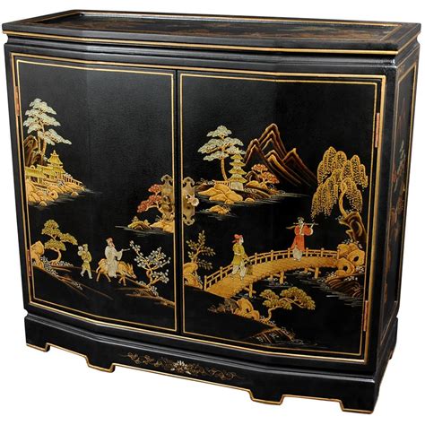 Oriental Furniture Oriental Furniture Black Lacquer Japanese Slant Front Cabinet LCQ-35-BC - The ...