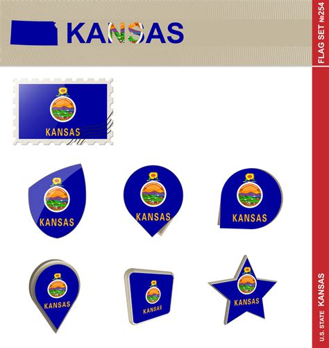 Kansas Flag Set, Flag Set 8804190 Vector Art at Vecteezy