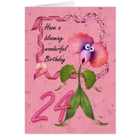 24th Birthday Card with Moonies cute bloomers, | Zazzle