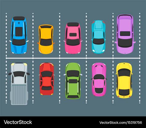 Cartoon parking zones with cars top view Vector Image