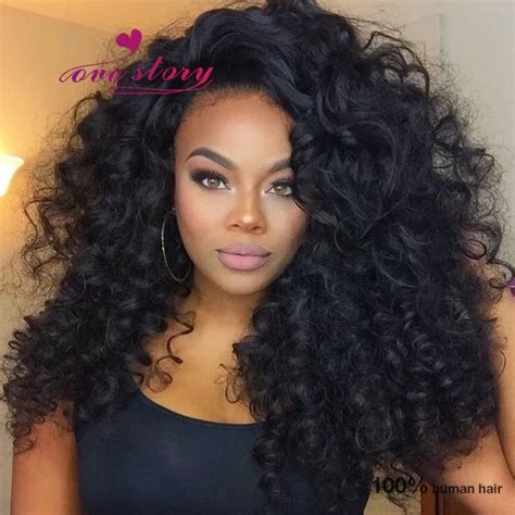 Large stock curly 100 human hair wigs for african americans 200% density peruvian u part wig ...