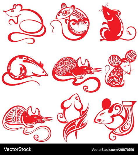 Chinese zodiac sign year rat Royalty Free Vector Image