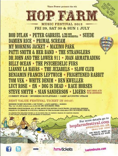 Bob Dylan, Peter Gabriel, MMJ, Patti Smith, Dr. John, White Denim and More Set for Hop Farm 2012