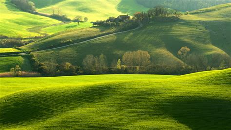 Tuscany, Italy, hills, field, 4K HD Wallpaper