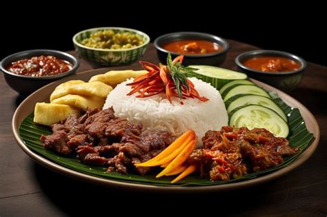 Premium AI Image | Spicy and flavorful nasi padang with beef background