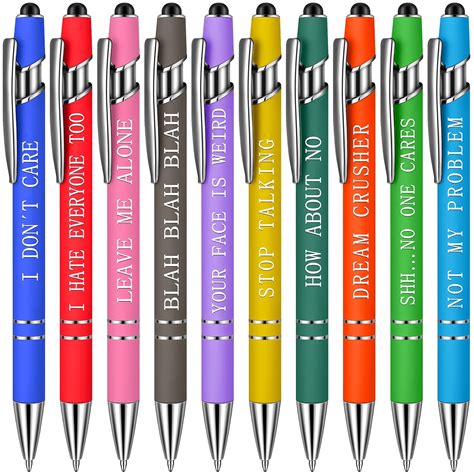 10 Pieces Office Pens Ballpoint Pen Funny Quotes Inspirational Pen with ...