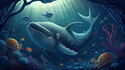 Underwater Creature Shark Cartoon Background, Underwater World, Shark ...