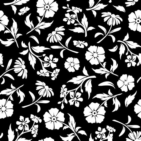 pattern vintage seamless vector floral wallpaper background illustration white black flower ...