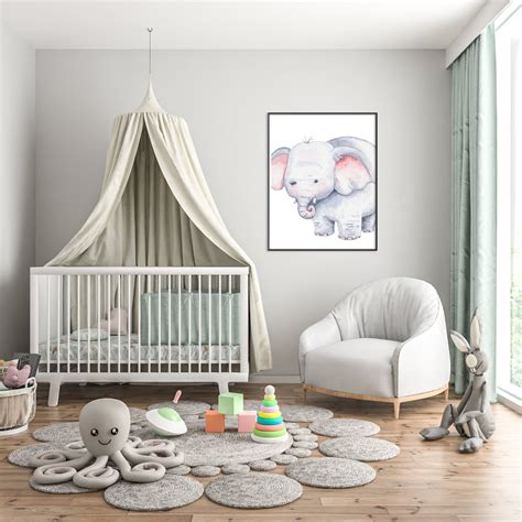 Elephant Nursery Decor Wall Art Printable 5 Size Ratios | Etsy