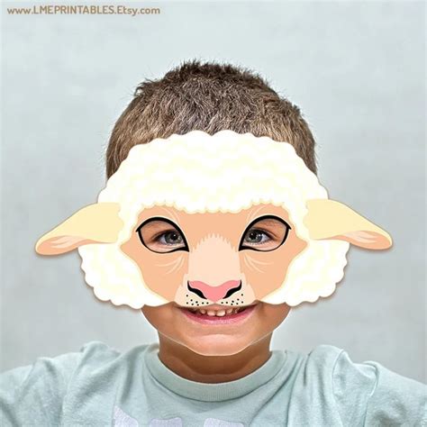 Sheep mask printable grey costume paper farm animal nana party etsy ...