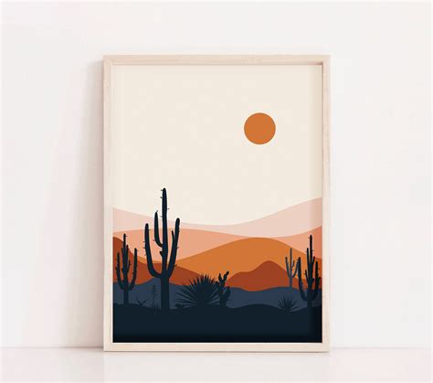 Mid Century Modern Desert Print Cactus Print Southwestern - Etsy | Modern abstract wall art ...