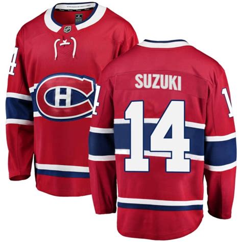 Montreal Canadiens Nick Suzuki Official Red Fanatics Branded Breakaway Youth Home NHL Hockey Jersey