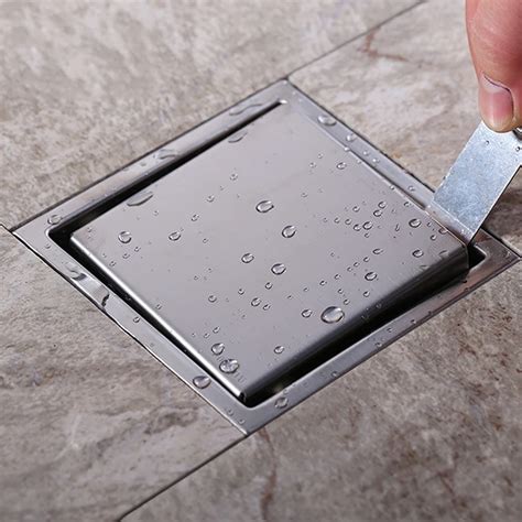 Tile Insert Square Floor Drain Waste Grates Bathroom invisible Shower Drain 150 x 150MM,304 ...