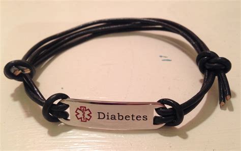 Handmade Leather Diabetes Medic Alert Bracelet