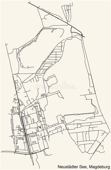 Street Roads Map of the NEUSTÃ„DTER SEE DISTRICT, MAGDEBURG Stock Vector - Illustration of ...