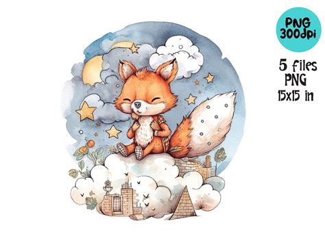 Sleeping Fox Clipart Watercolor Sublimation PNG - Etsy