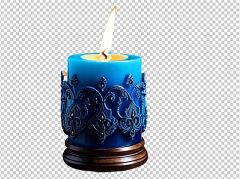 Premium PSD | Blue candle and blue flower decoration flame