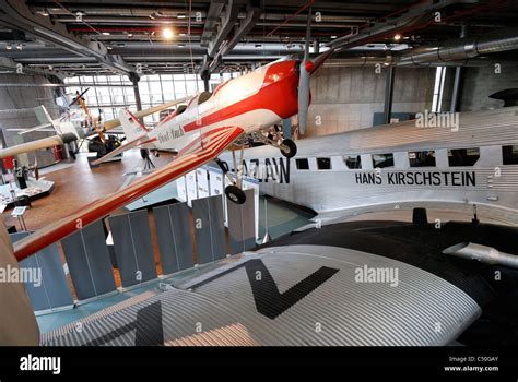 Berlin. Germany. The aviation hall in the Deutsches Technikmuseum / German Museum of Technology ...